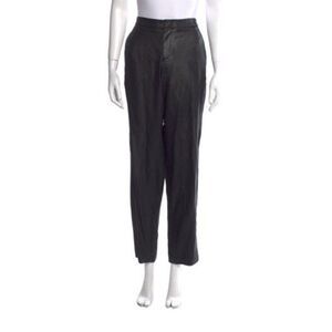 Gucci Authentic Solid Black Shine Fabric High Rise Straight Leg Pants 44 8 Med